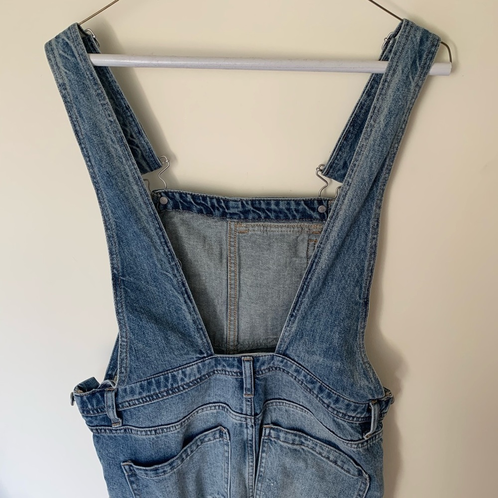Free People Blue Distressed Denim Overalls - Picture 2 of 3